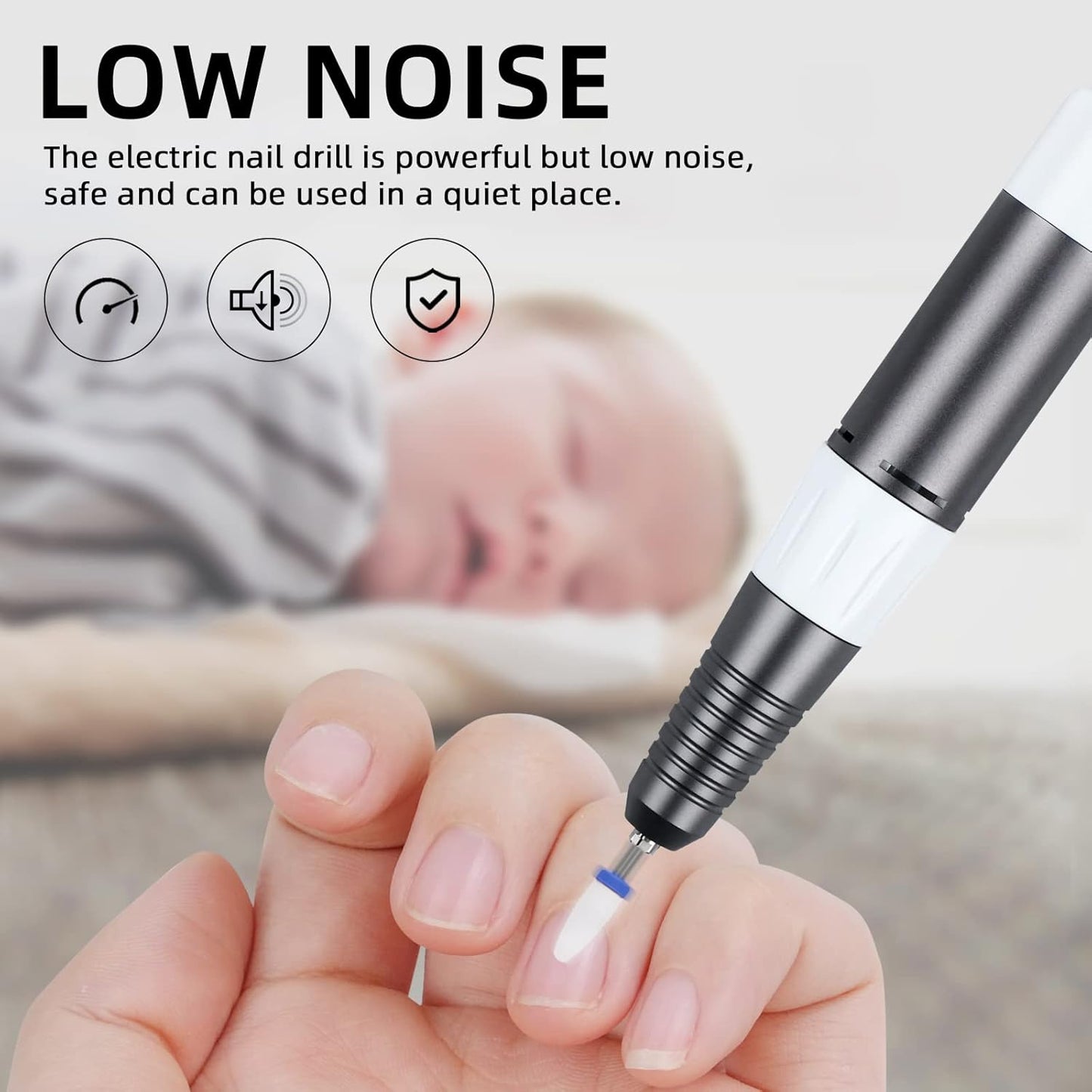 SAVILAND Electric Nail Drill 35000RPM: High Speed Portable Nail Drill Machine Nail File with Ceramic Corn Bit USB Rechargeable for Acrylic Gel Nails Removal Manicure Pedicure Kit for Home Salon White