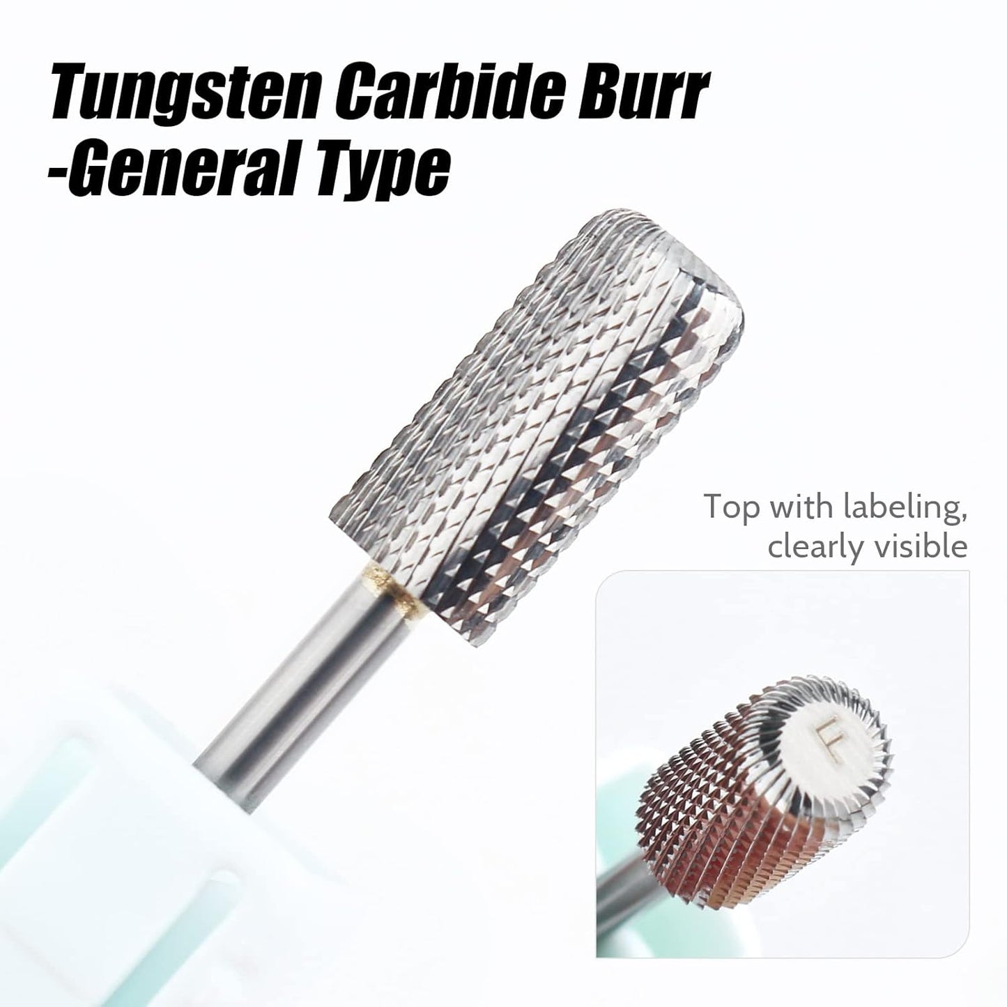 QUNZHAO Nail Drill Bits Dust proof bit Tungsten Steel Fast remove Acrylic or Hard Gel 3/32" Shank - Manicure, Nail Art, Drill Machine (Fine-F, Silver)