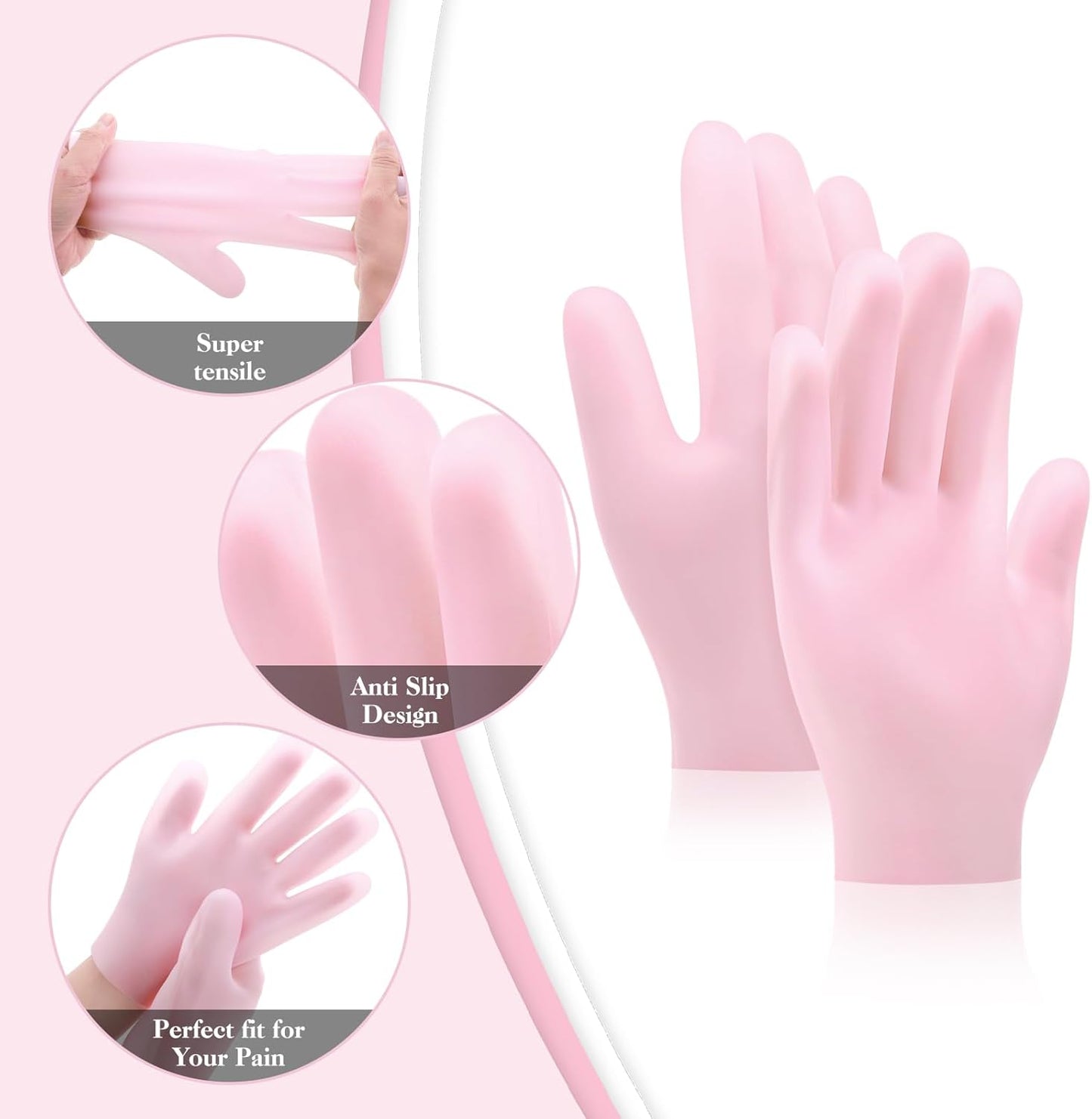 Sibba 2 Pairs Silicone Moisturizing Gloves Spa Gel Hydrating Gloves Women's Hand Care Gloves, Anti Slip Aloe Lotion Gloves for Repairing Dry Hand, Calluses, Cracked Heels and Softening Rough Skin