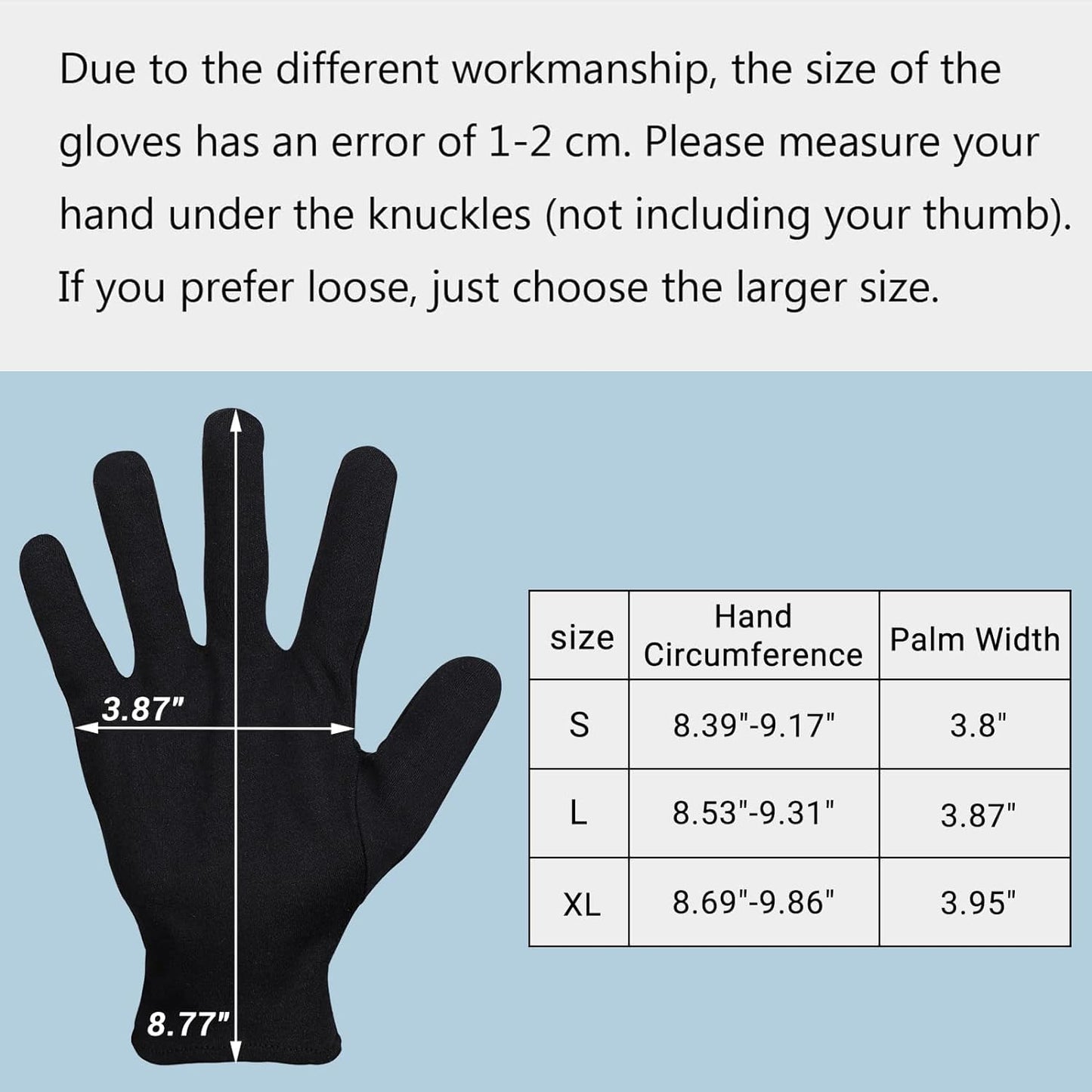 20 Pairs Archival Photo Gloves, Black Work Gloves for Art Handling Working Photography Cloth Gloves Liners Bulk for Handling Jewelry, Film, Photo, Coin Collectors, Metal Inspection Men & Women