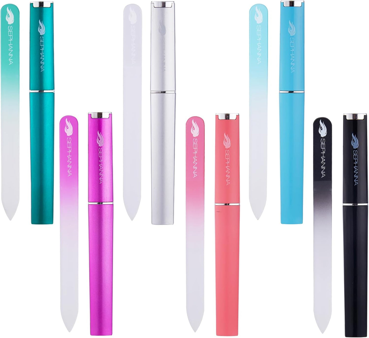 Crystal Glass Nail File with Case Pack 6, Professional Nail Files, Czech Glass Nail File Double Sided Glass Fingernail Files for Natural & Acrylic Nail Care, Nail Tool Home & Saloon Travel Friendly