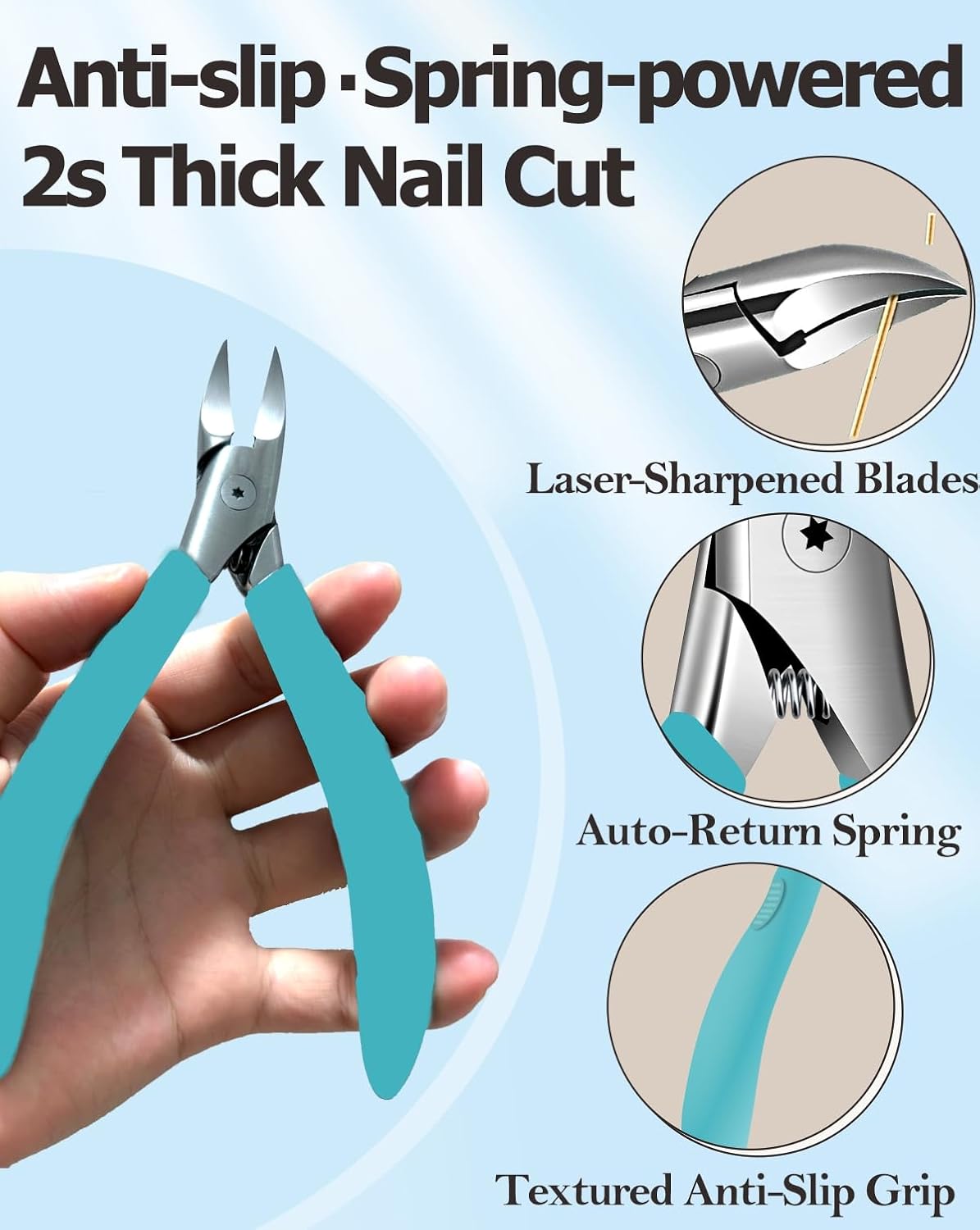 Toe Nail Clippers for Ingrown & Thick Toenails with Nail File & Cleaner - Podiatrist Ingrown Toenail Clippers Set for Seniors & Adults - Ingrown Nail Tool with Stainless Steel Super Sharp Blades