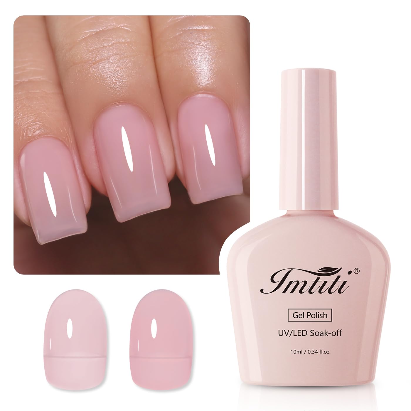 Imtiti Jelly Gel Nail Polish, Nude Neutral Sheer Jelly Nail Gel Polish Soak Off UV LED Spring Summer Translucent Art Manicure Salon DIY Design 10ML