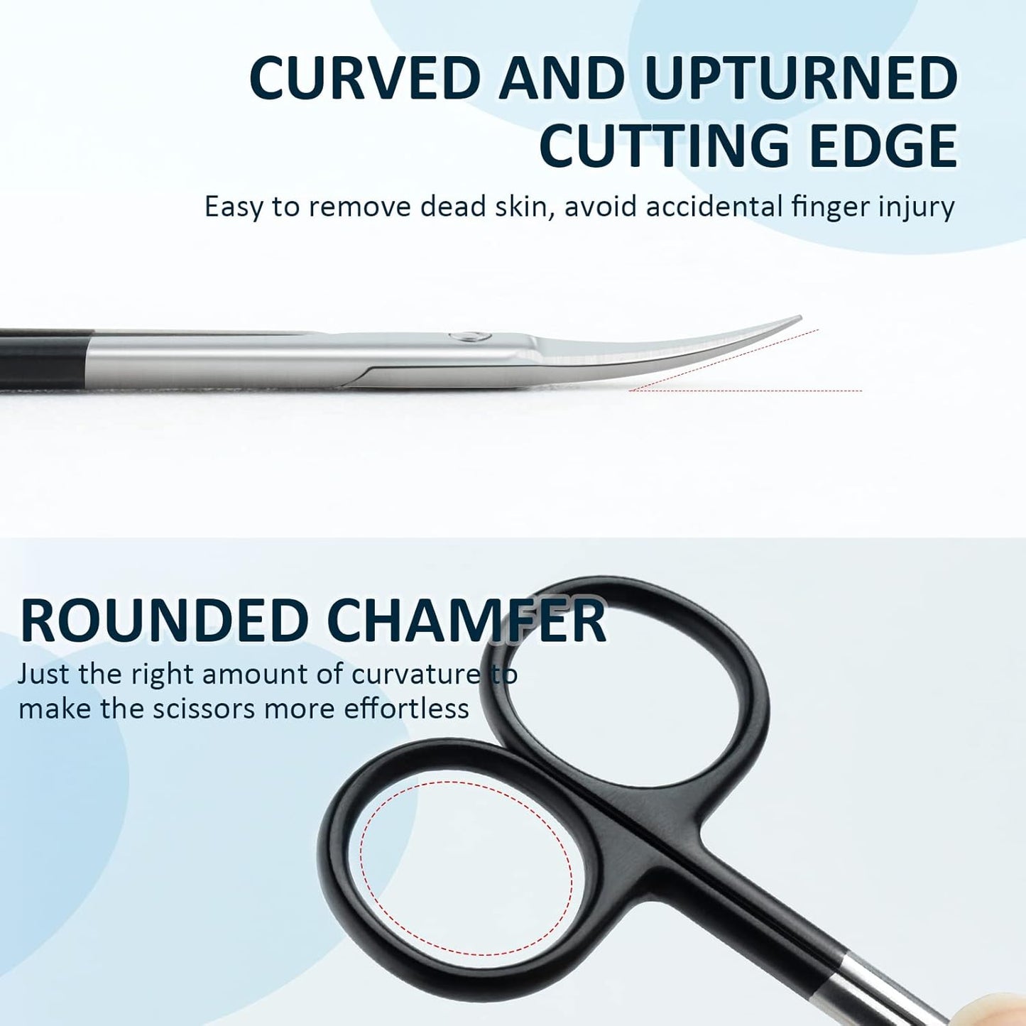 Qunzhao Cuticle Scissors for Women and Men Curved Stainless Steel with Tip Grooming Blades Manicure Nail for Dry Skin Nail Scissors (3)