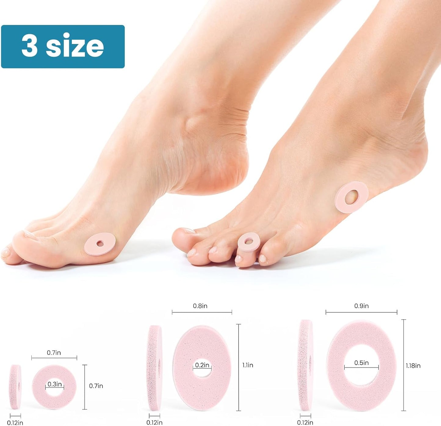 Corn Cushions for Toes and Feet - Callus Cushions to Protect Sore Spots with Foam Padding - Self-Stick Adhesive Pads - Relief Pain, Pressure and Friction from Shoes (Pink, 45 Count)