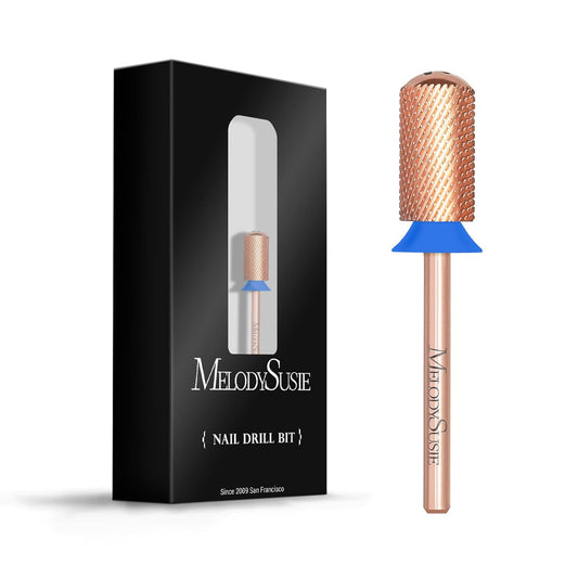 MelodySusie Safety Nail Drill Bits, 3/32'' Smooth Round Top Large Barrel Carbide Bits, Suitable for Manicure Pedicure Cuticle Gel Polishing, Beginners Bits, Rose Gold, Series Bit-S, Medium