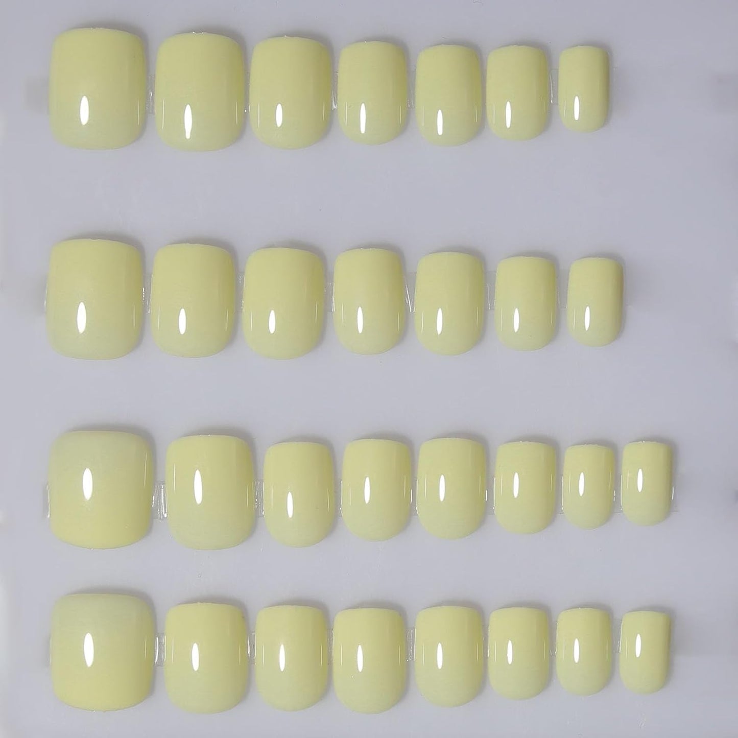 Cream Yellow Press On Nails Short, Glossy Soft Gel Press On Nails Square with Nail Glue, 15 Sizes - 30 Fake Nails Kit, Thick Natural Reusable Glue On Nails for Women, Butter Bliss