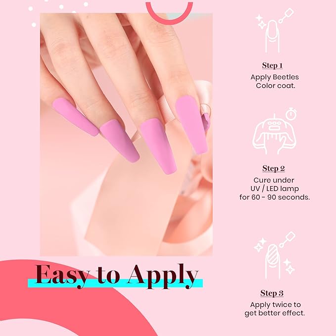 Beetles Neon Pink Gel Nail Polish 15ml Bright Summer Gel Nail Polish Bubble Baby Pink Color Soak Off Uv LED Nail Lamp Nail Art Manicure Salon DIY Home Gifts for Mom