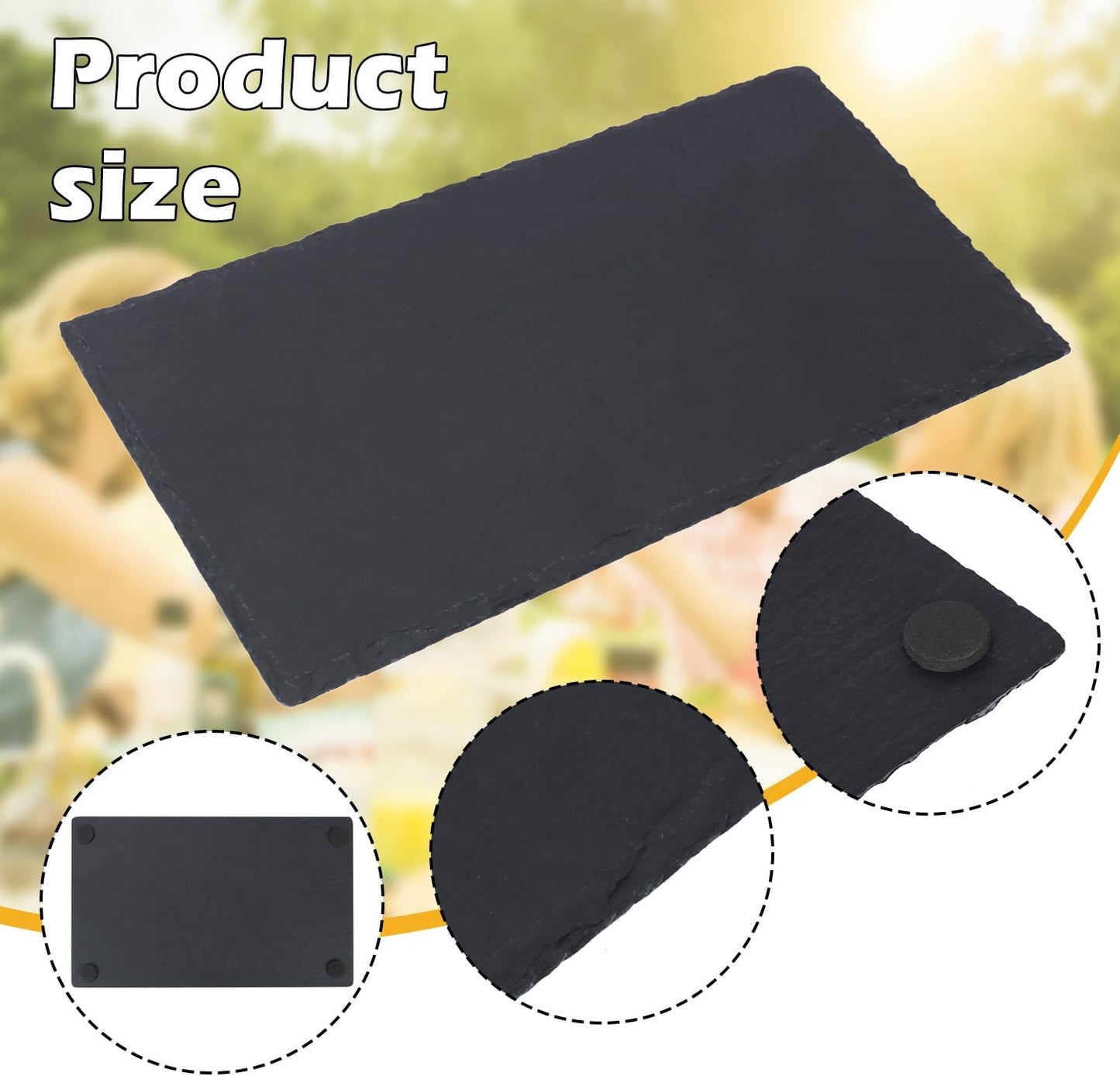 8 Pack 8.7 x 6 Inch Slate Cheese Boards, Black Rectangle Slate Charcuterie Boards, Natural Charcuterie Stone Plates for Parties, Gifts, and Special Events, Cheese, Sushi, Food.