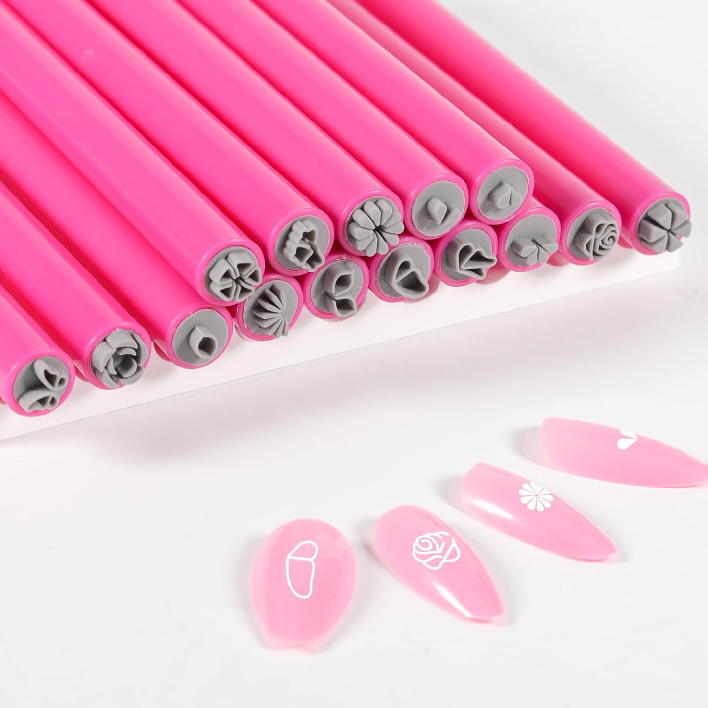 WOKOTO 15pcs Flower Heart Butterfly Nail Art Stamp Pen Set, Easy Designs Nail Stamper Tools For Women Various Pattern Nail Stamping Pens, Nail Design Stamp Ideal For Home DIY Stamper Nails Kit