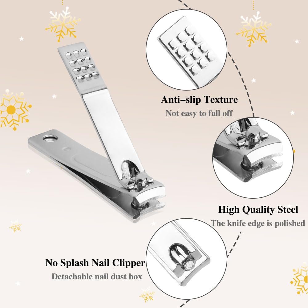 Christmas Stocking Stuffers for Adults, Nail Care Kit for Men, 7 PCS Manicure and Pedicure Kit, Manicure Set Women Travel Nail Kit Nail Clipper Set Kit Christmas Gift Mens Nail Grooming Kit(Silver)