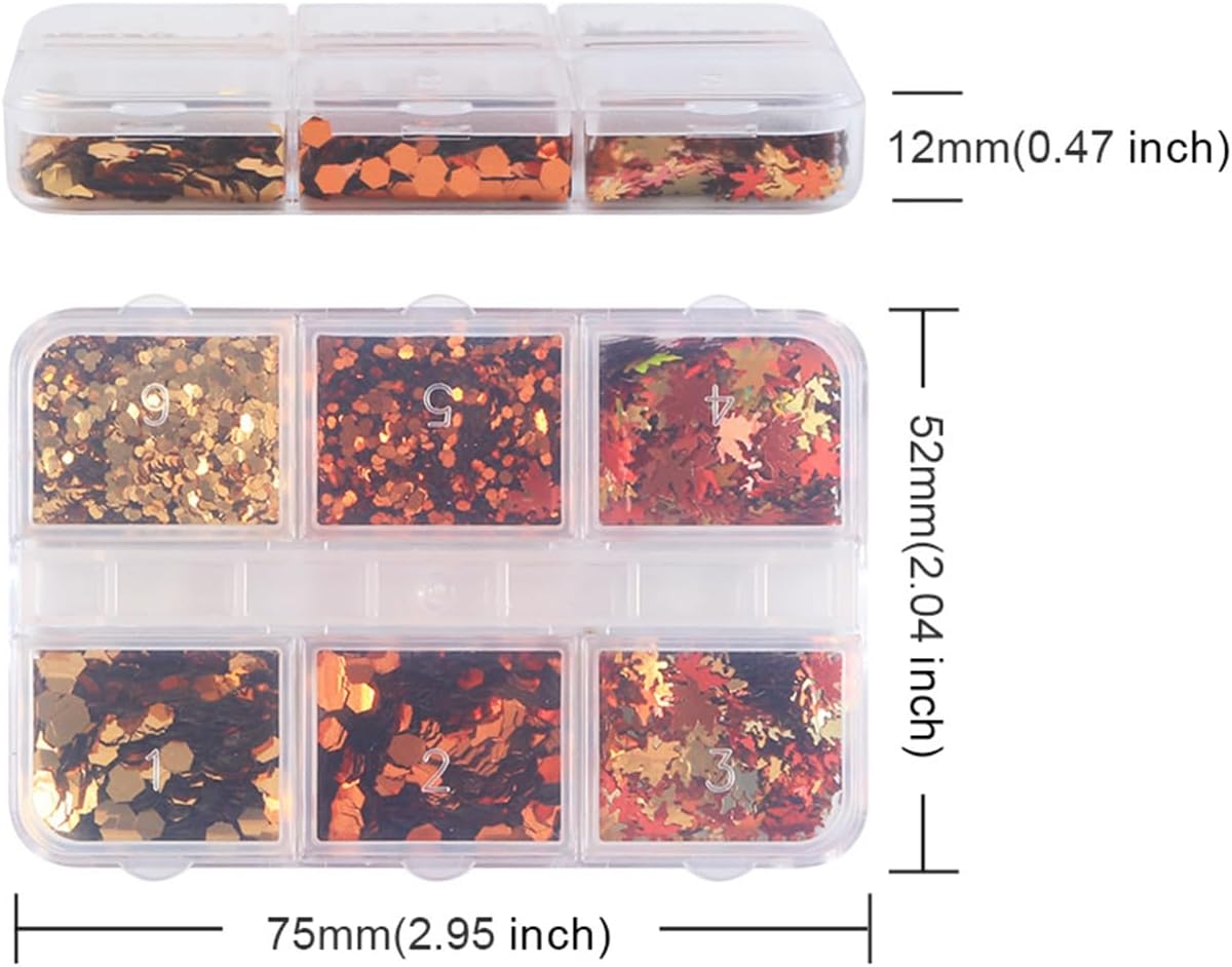 Fall Maple Leaf Nail Sequins Maple Leaves Glitter for Nails Holographic Fall Nail Art Design Supplies 3D Autumn Nail Glitters Flakes Decor