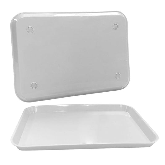 12 White Dental Autoclavable Plastic Instrument Set Up Flat Trays (13.25 Inches x 9.75 Inches, Size B) by PlastCare USA