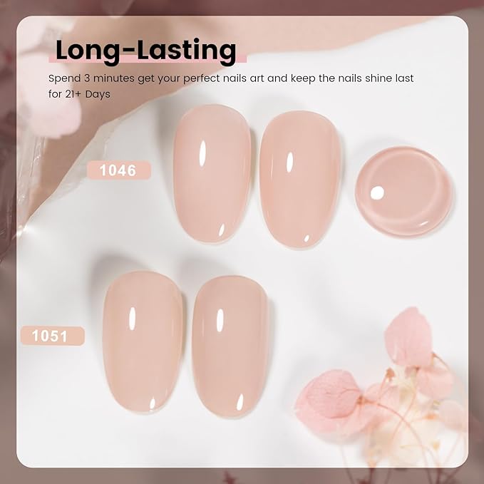 RARJSM Nude Pink Gel Nail Polish 2pcs Set,Gel and Lacquer Combo,Apricot Pink Air Dry Nail Lacquer and Nude Pink GelPolish LED UV Curing Requires French Manicure DIY Nail Art Home Salon 15ml
