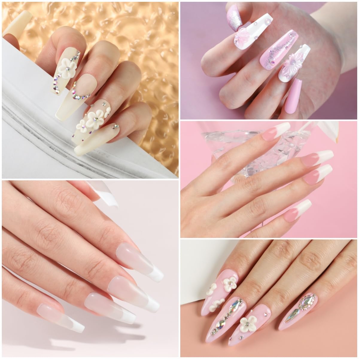 Acrylic Nail Kit with Drill with U V Light Clear/White/Pink Acrylic Powder Professional Nail Kit for Beginner with Everything 100PC Tips Brush Starter DIY Home Salon