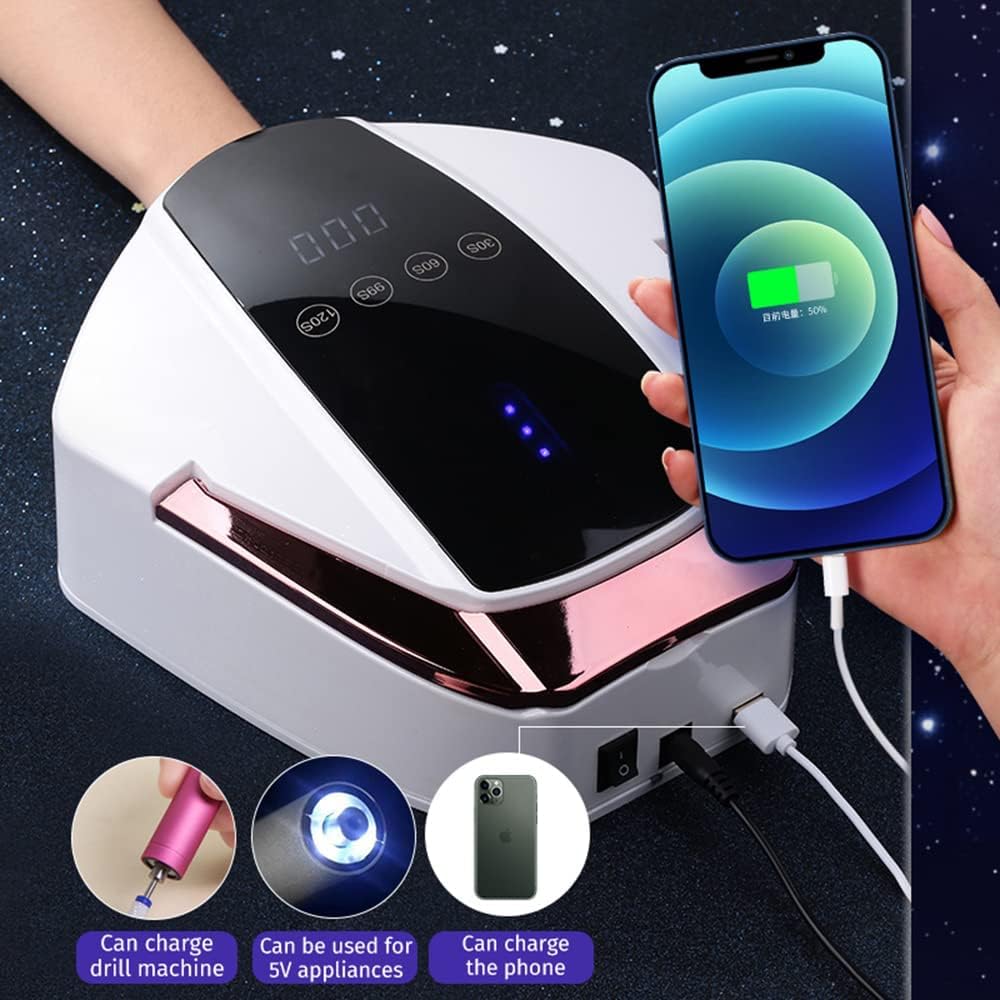 UV LED Nail Lamp Cordless Rechargeable UV Light for Gel Nails Polish,96W Portable Nail Dryer Light,Fast Curing Gel x Polish Lamp with 48 Beads,Auto Sensor,4 Timers,Touch Screen,Nail Art Drying Tools