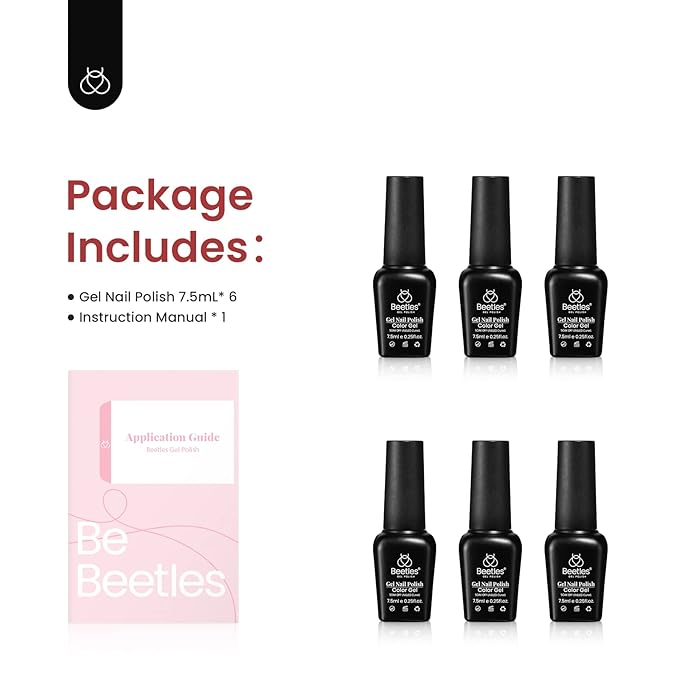 Beetles Jelly Gel Nail Polish Set, 6 Colors Nude Sheer Natural Pink Red Brown Gel Nail Polish Kit for DIY Nail Art Salon Home Gift For Women Girls