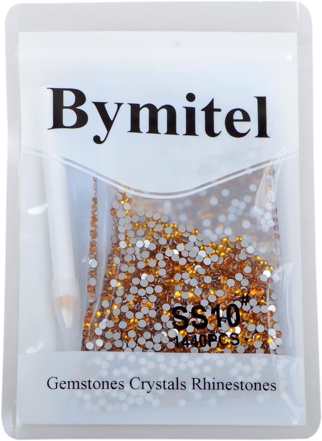 2880PCS Art Nail Rhinestones Non Hotfix Glue Fix Round Crystals Glass Flatback for DIY Jewelry Making with one Picking Pen (ss10 2880pcs, Topaz)