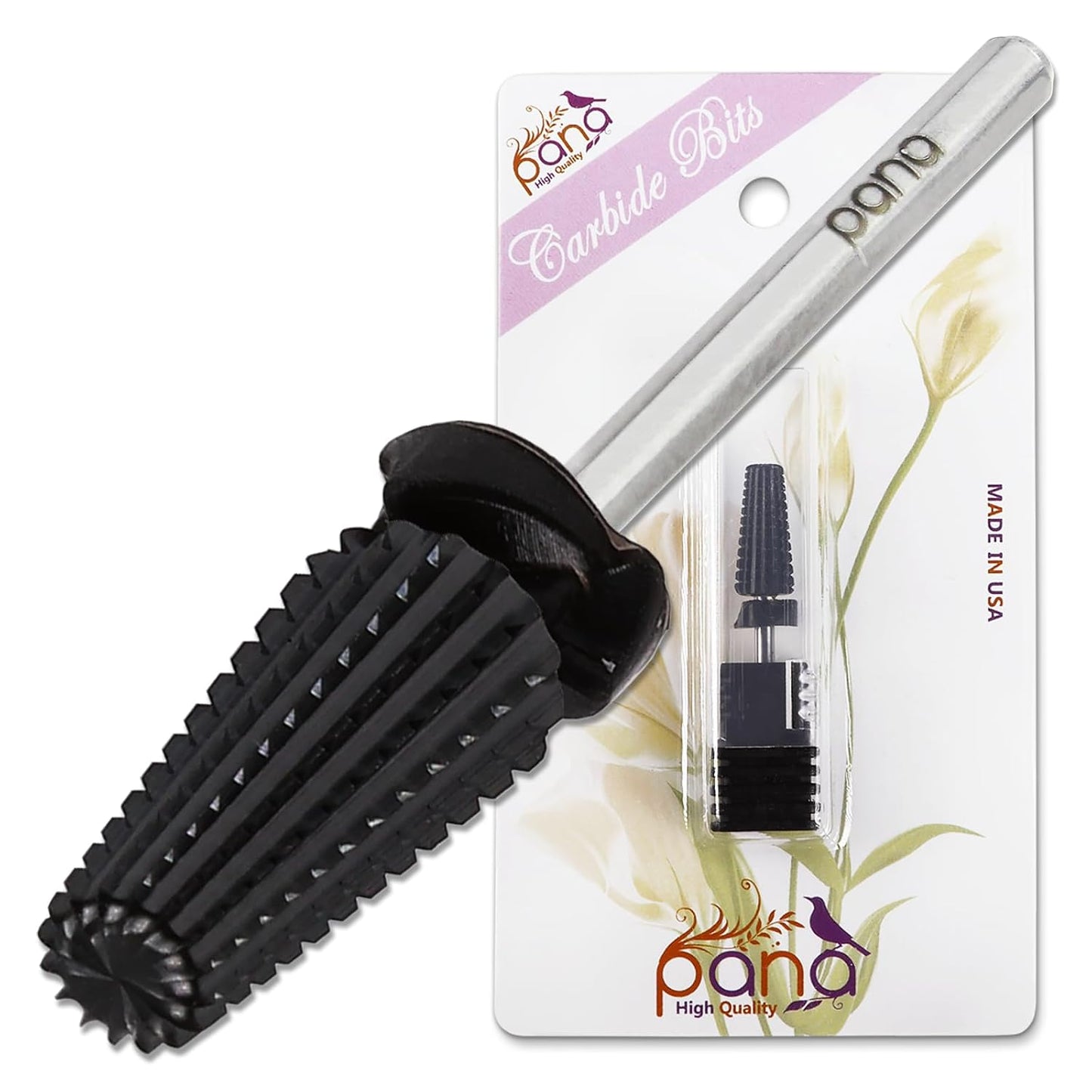 PANA 3/32" Shank 5-in-1 Nail Carbide Bit - (Triple Coarse - Extra Coarse Grit, DLC Black) - Two Way Rotate use for Both Left and Right Handed Fast remove Acrylic or Hard Gel Machine