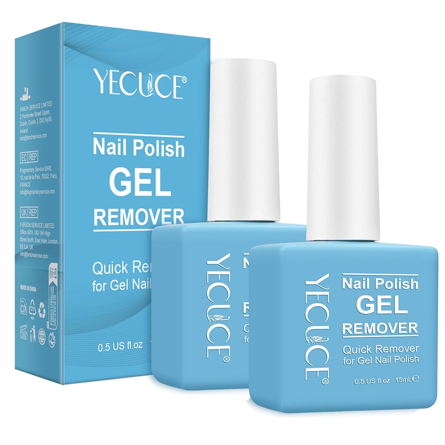 Gel Nail Polish Remover, (2PCS) Gel Polish Remover No Need for Foil, Soaking or Wrapping, Remove Nail Polish within 3-5 Minutes, No Hurt 0.5 Fl Oz