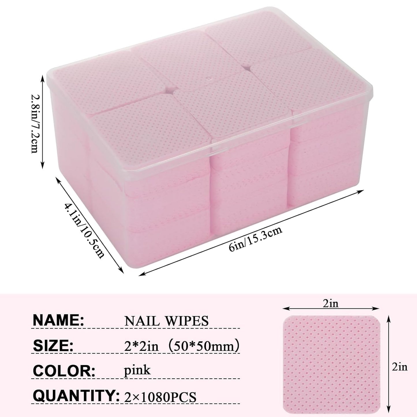2160 Pcs Lint Free Nail Wipes with Storage Case Super Absorbent Soft Nail Wipes for Fingernail Polish Remover and Eyelash Extension Nail Care