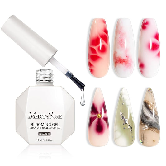 MelodySusie Hema Free Blooming Gel for Nail Design, Marble Watercolor UV Nail Polish, Spreading Effect Sheer Painting Nail Art Supplies, Nail Salon Manicure at Home for Women, 0.53 Fl Oz