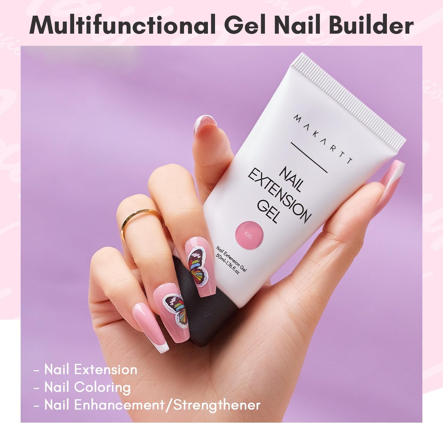 Makartt Poly Nail Gel 50ML Gel Builder for Nails, Pink Brown, Nails Extension, Strengthener Hard Gel Multifunctional Long-Lasting and Easy to Use for Trendy DIY Salon Quality