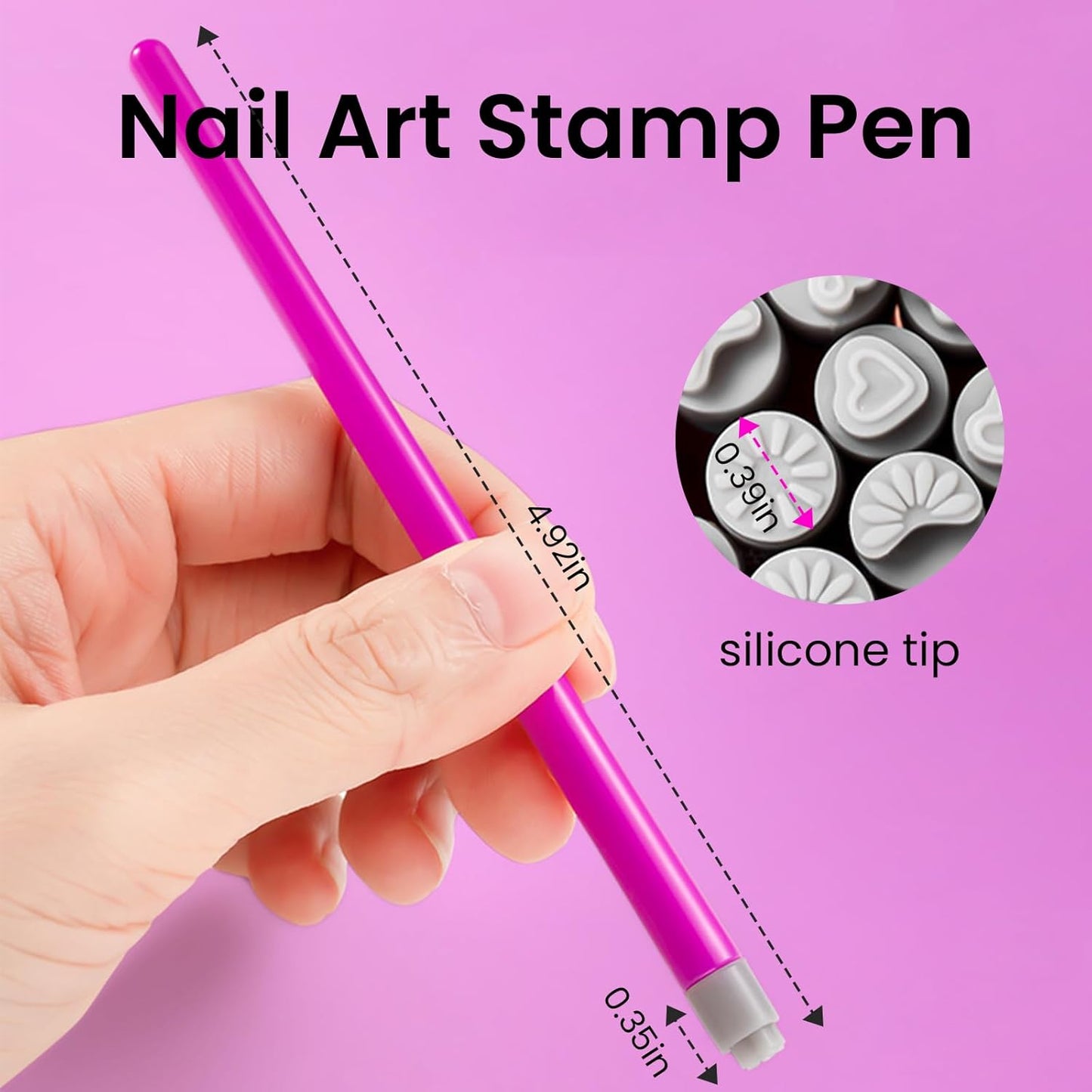 15PCS Nail Art Stamp Pen Set Butterfly Flower Nail Stamper Pen 3s Quick Nail Art Tools with Different Patterns, For Beginner DIY Salon Manicure