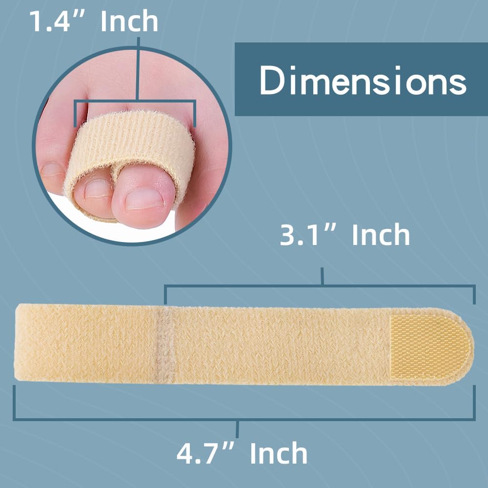Medical-all Toe Separators for Overlapping Toes, Bunions, Big Toe Alignment, Corrector and Spacer, Reusable Fabric Buddy Wraps for Broken Toes, Hammertoe Straightener (BEIGE)