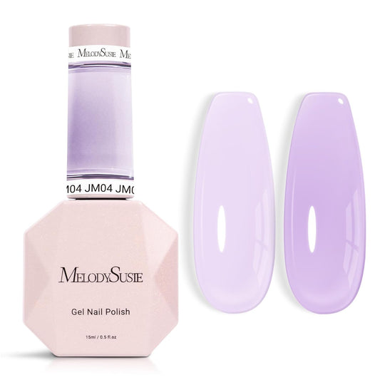 MelodySusie Jeweliver Gel Nail Polish, 0.5Fl Oz Lavender Puprle Jelly Gel Polish Sheer Translucent Nude Soak Off UV LED Light Cure Spring Summer Colors Nail Art Manicure Nail Art DIY at Home JM04