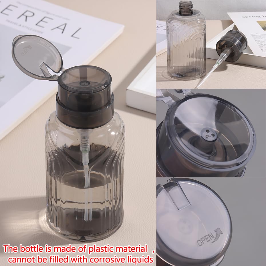 Nail Polish Remover Pump Push Down Pump Dispenser 500Pcs Lint Free Nail Wipes Pump Bottles for Liquids Eye Makeup Remover Pump Push Down Alcohol Dispenser Empty Black Bottle