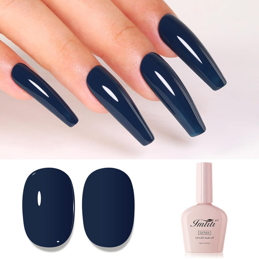 Imtiti Blue Gel Nail Polish, Haze Blue Gel Polish High Gloss Soak Off UV LED Nail Gel Polish Autumn Winter Gel Polish Nail Art Manicure Salon DIY Design Gel Nail Kit 10ML