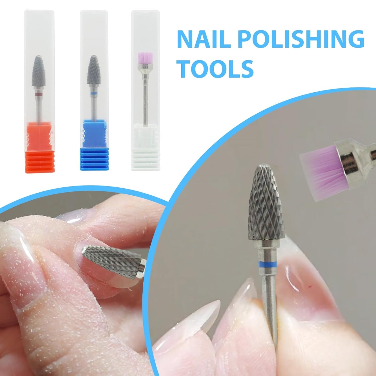 3 Pack 3/32" 5 in 1 Nail Drill Set, Tungsten Carbide Cuticle Remover & Safety Bits with Cleaning Brush, Professional Coarse Drill for Manicurists, Nail Salon, Pedicure & Gel Polishing