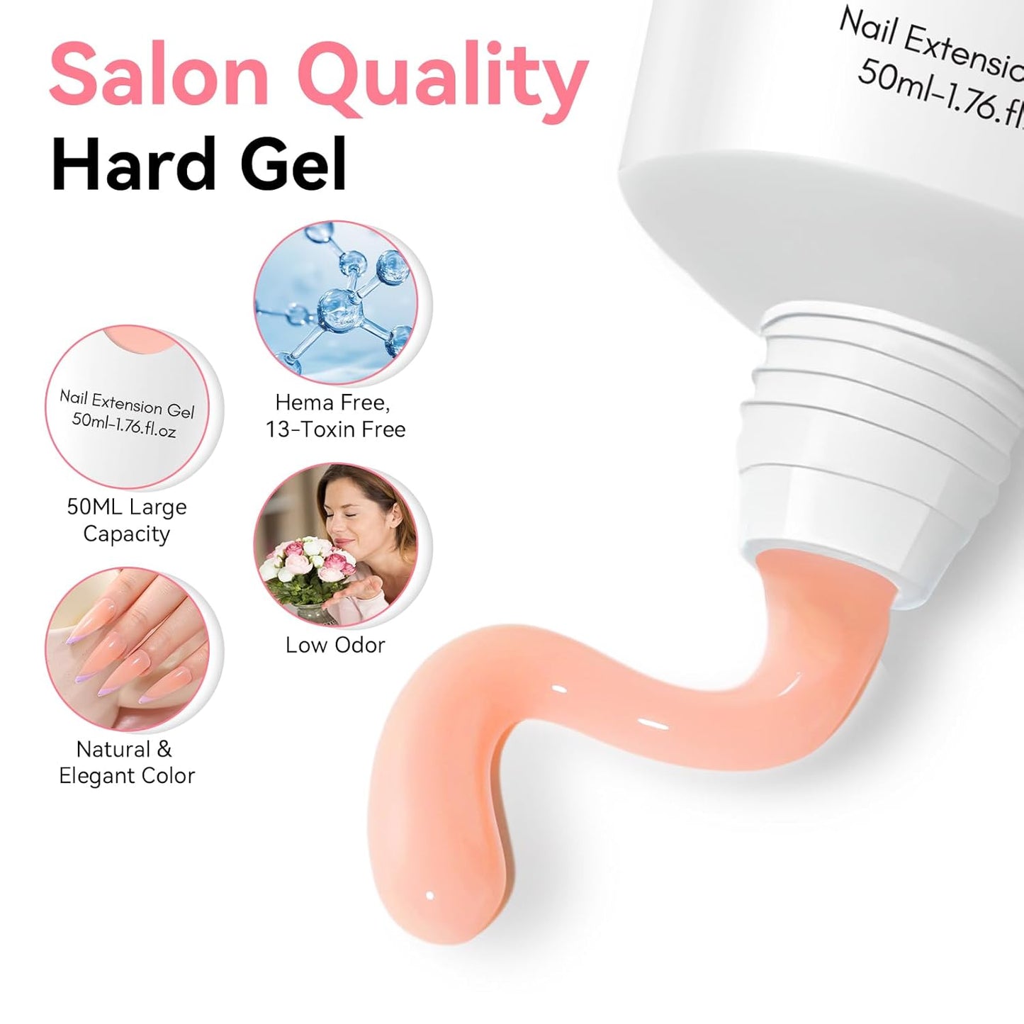 Makartt Poly Nail Gel: 50ML Nude Builder for Extension, Trending Stylish Elegant Colors for All Season, 3D Molding Hard Gel Manicure - French Press