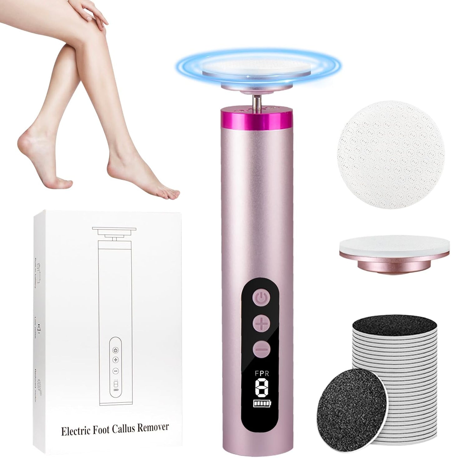 Upgrade Electric Callus Remover for Feet - Wireless Electric Foot Filer with 9 Speed Settings, Type-C Charging, Pedicure Tools for Dead Skin-Pink