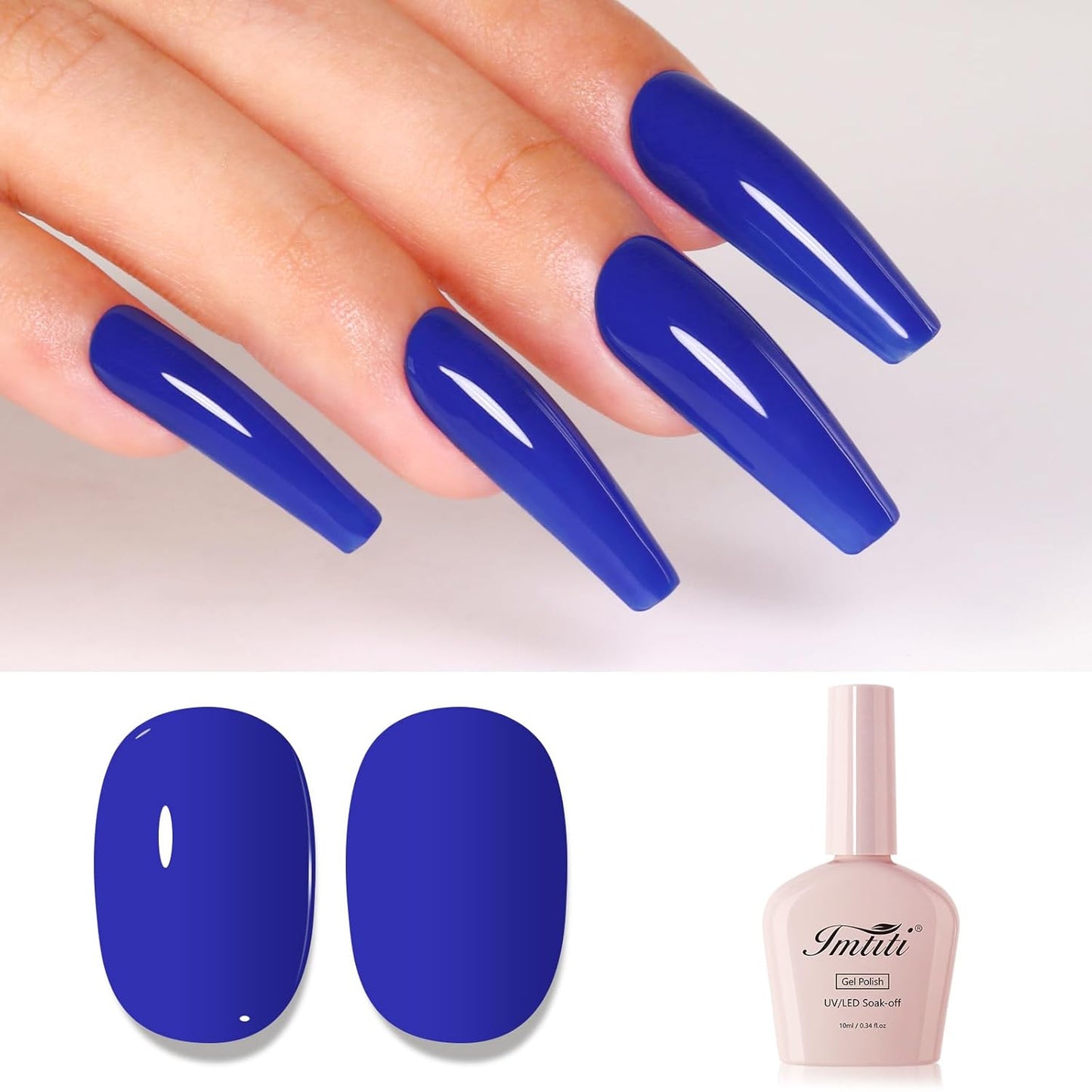 Imtiti Blue Gel Nail Polish, Navy Blue Gel Polish High Gloss Soak Off UV LED Nail Gel Polish Autumn Winter Gel Polish Nail Art Manicure Salon DIY Design Gel Nail Kit 10ML