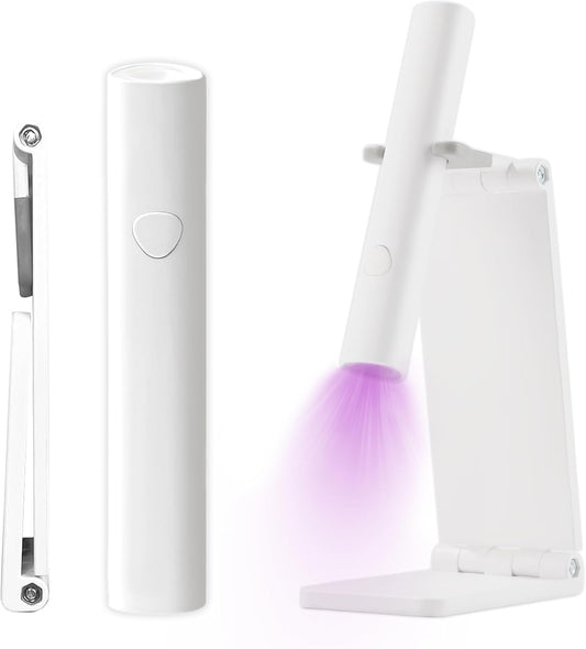 Handheld UV Nail Lamp, Mini U V LED Nail Lamp Handheld with Stand, Portable Nail Dryer Rechargeable USB Cordless, Nail Light with 2 Timers for Fast Drying