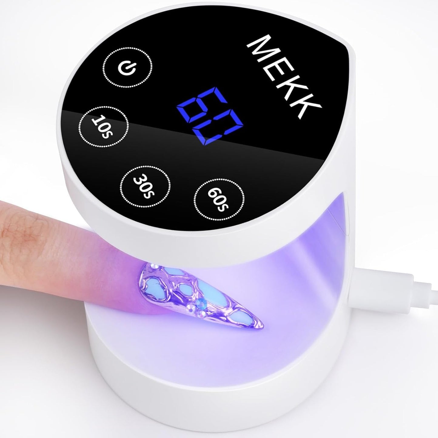 MEKK Mini UV Light for Nails,Peach-Shaped Mini UV LED Nail Lamp with Auto-Sensor,8 Beads,16W,4 Timer,Professional Flash Cure Nails Lamp Small Gel Nail Light for Salon & Home DIY Use