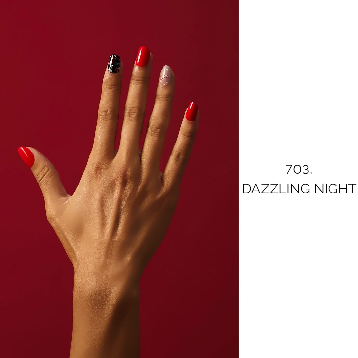 NAILOG Semi Cured Gel Nail Strips (20 Extra Long Stickers/Wraps) | Buy 2 Get 1 UV Lamp| Glossy & Long Lasting Soft Gel Finishing, Dazzling Night