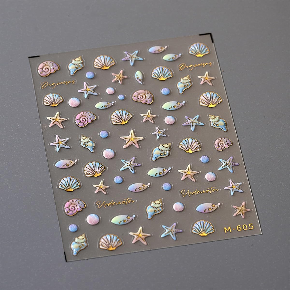 5D Embossed Ocean Nail Art Stickers Decals Self Adhesive Seashell Starfish Nail Decals Sea Creature Designs Summer Nail Stickers Marine Life Manicure Sliders for Women DIY Nail Art Decorations