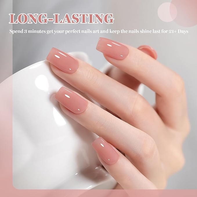RARJSM Nude Pinkish Beige Gel Nail Polish Neutral Skin Tone Sheer Jelly Gelpolish 1PC 15ml Single Bottle Creamy Transparent Natural Nudegel Polish Soak off Cured for Home Salon French Manicure