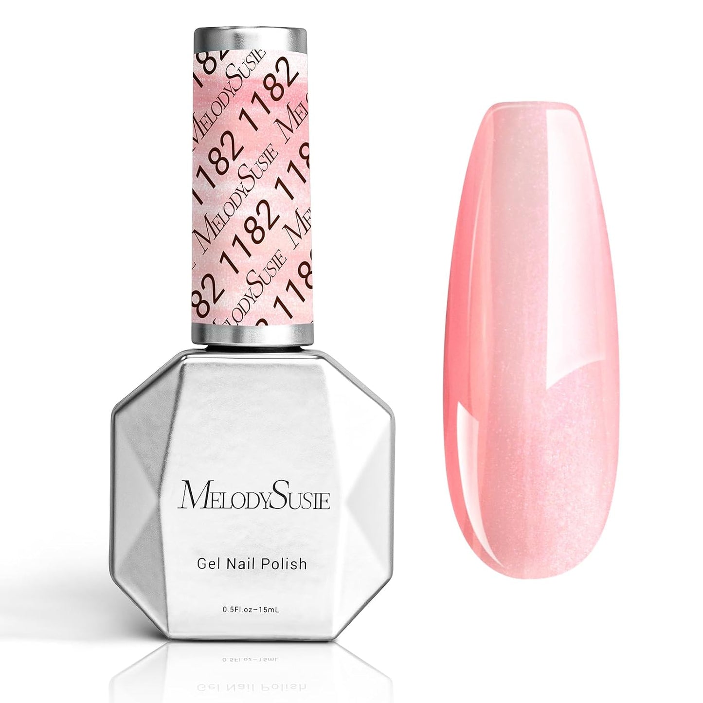 MelodySusie Pink Shimmer Glitter Gel Nail Polish,0.5fl oz Soak Off UV LED Translucent Jelly Glitter Pink Sheer Gel Polish Gift for Women Nail Art Manicure Salon DIY Nail Design Decoration at Home-1182