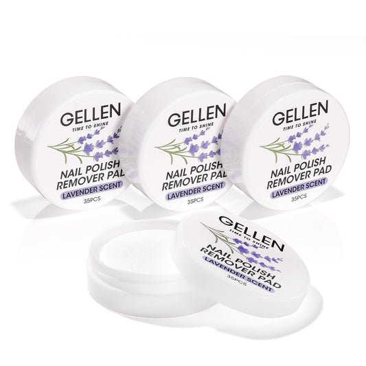 Gellen Nail Polish Remover Pads Acetone Free, Lavender Sent Nail Polish Remover Wipes for Fingernail Toenail, No Drying Formula,140pcs Travel Size Bulk Set, No Leakage, Long-lasting For 12+ Months