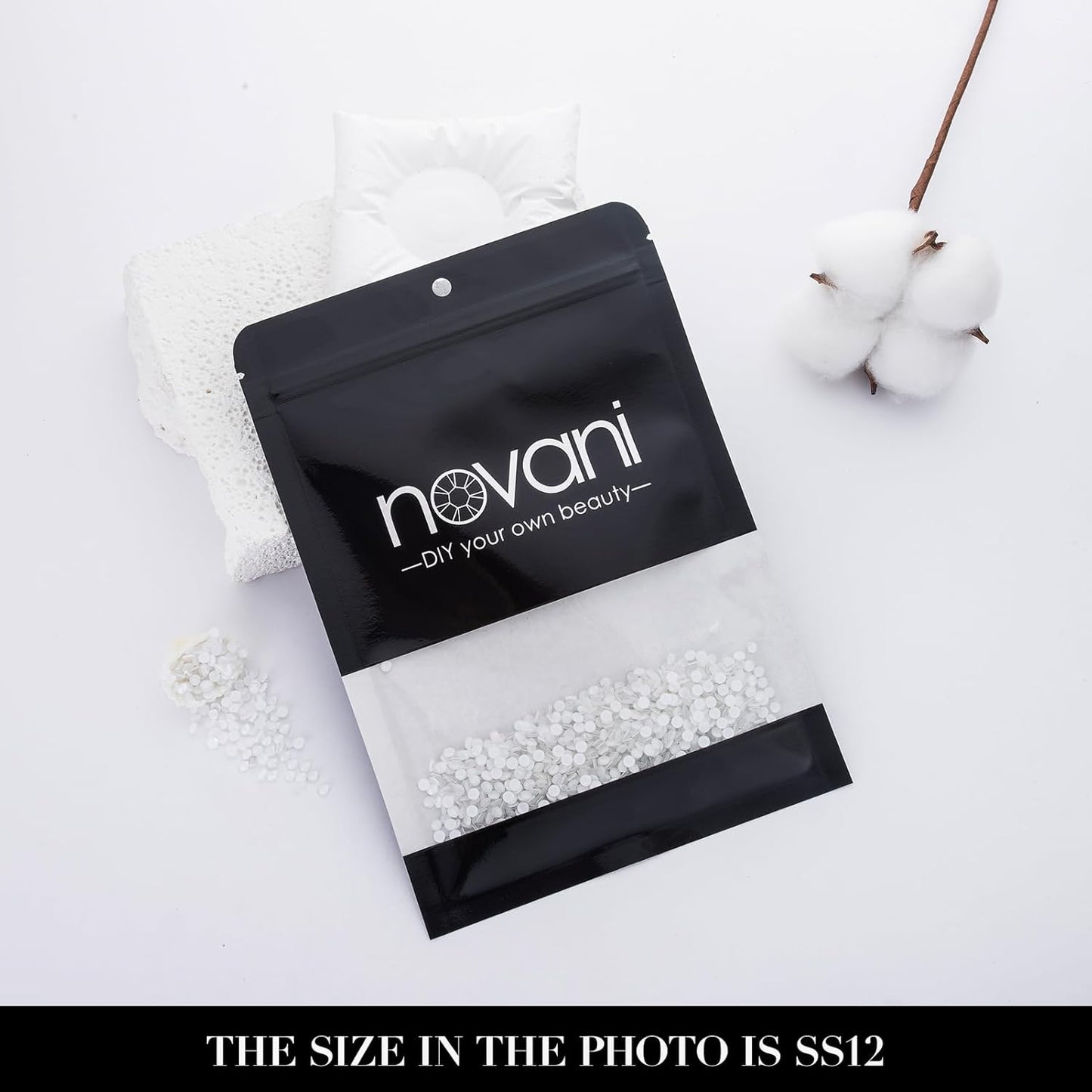 Novani 3000 Pieces Flatback Rhinestones Glass Round Gems Neon-White Crystals for Nail Art DIY Crafts Clothes Shoes,SS12,3.0-3.2mm
