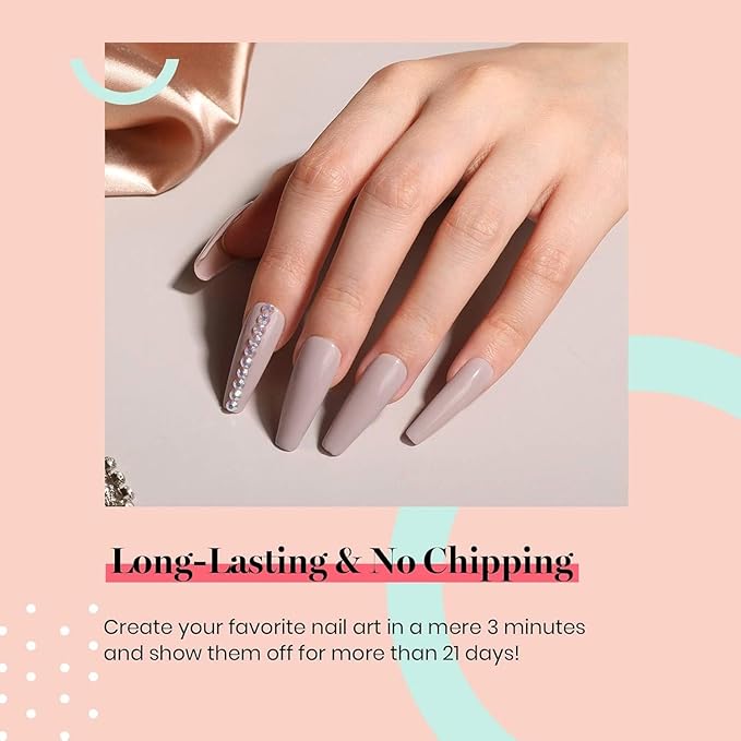 Beetles Nude Gel Nail Polish, Neutral Grey Taupe Winter Gel Polish Soak Off U V LED Nail Lamp Nail Art Manicure Salon DIY Home