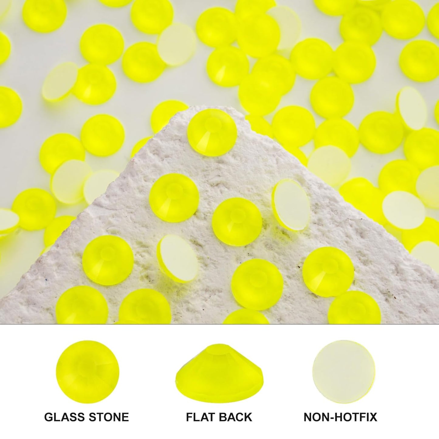 Novani 3000 Pieces Flatback Rhinestones Glass Round Gems Neon-Yellow Crystals for Nail Art DIY Crafts Clothes Shoes,SS12,3.0-3.2mm