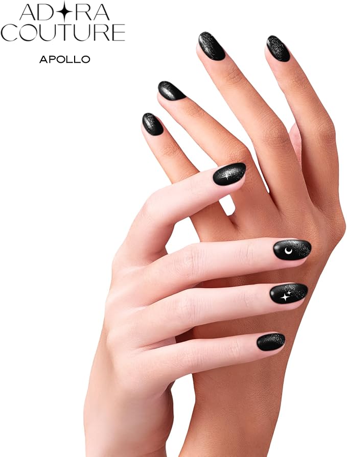 Semi Cured Gel Nail Strips with 30 Pieces - UV Gel Stickers, Manicure Kit, Easy Application Wraps Includes Prep Pads, Nail File, Wooden Stick - UV Light Required (Apollo)
