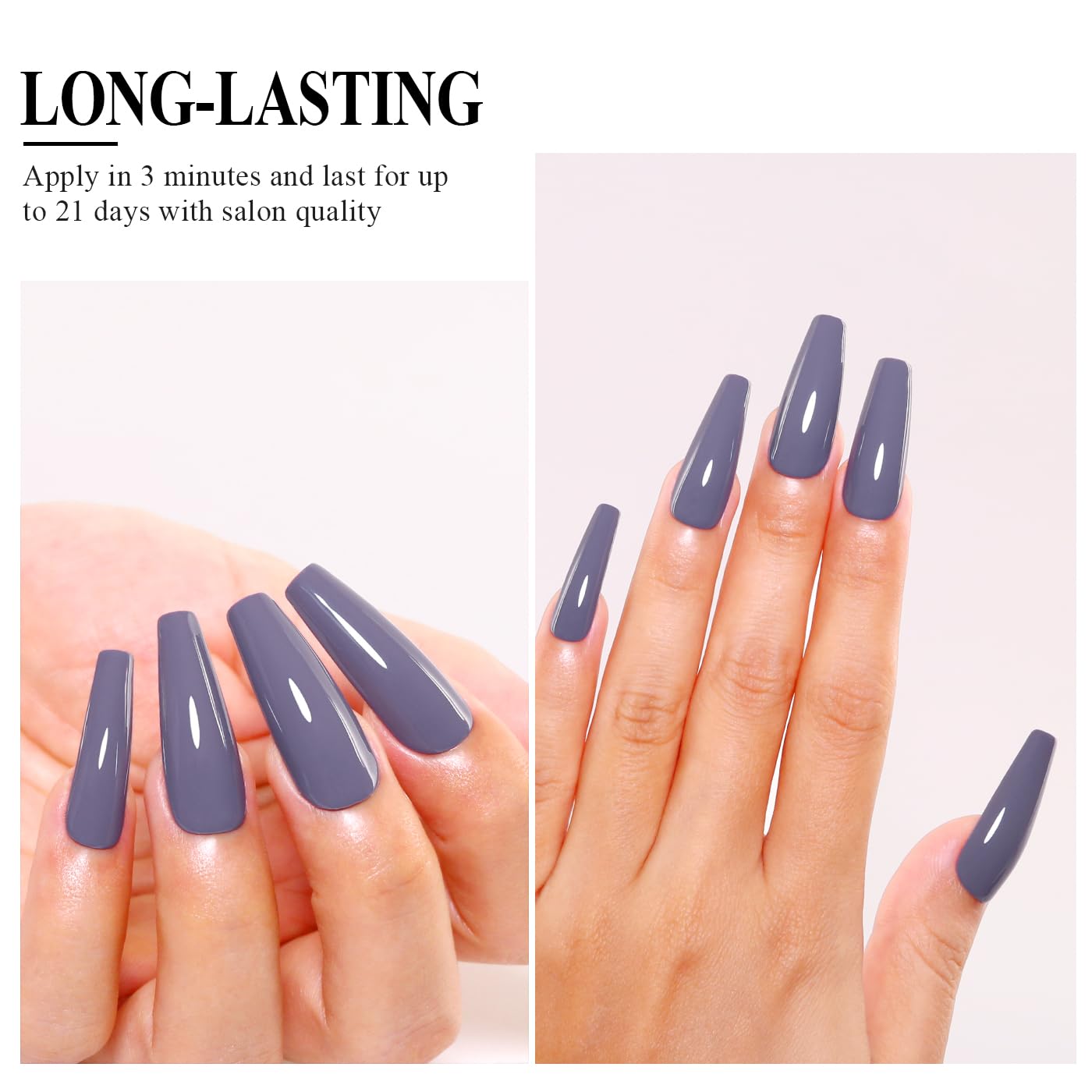 Imtiti Purple Gel Nail Polish, Greyish Purple Gel Polish High Gloss Soak Off UV LED Autumn Winter Art Manicure Salon DIY Design 10ML