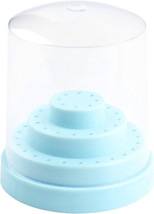 Nail Soaking Tray Box Cleaner Pot for Scissors Tweezers Nail Art Tools Manicure Soaking Tray Clean Box (Drill Bits Organizer -Blue)