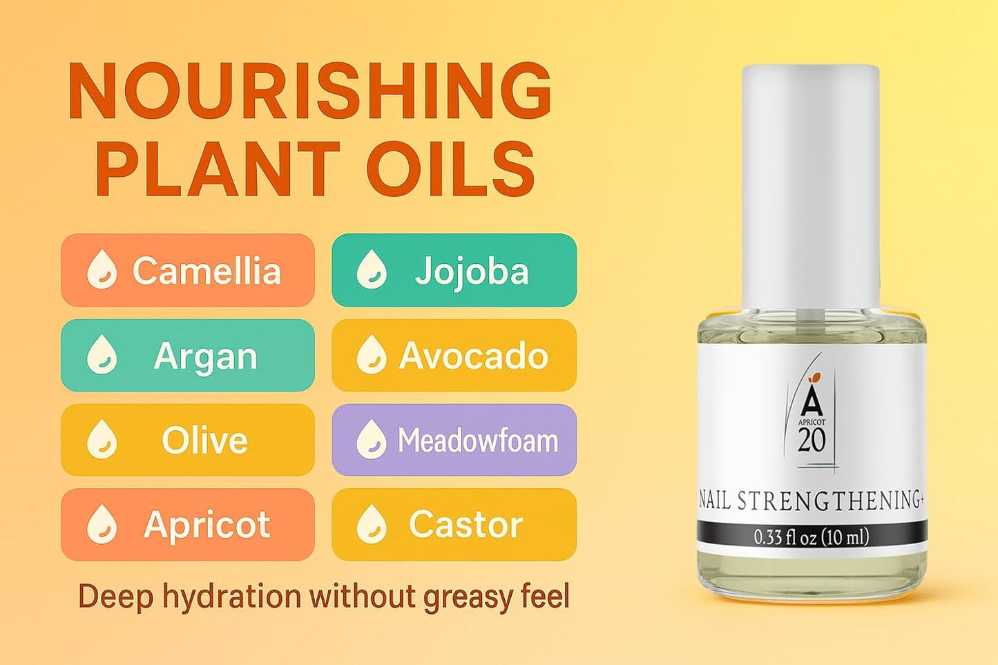 Nail Strengthening Oil Plus for Hands & Feet, Enhanced Growth & Repair for Damaged, Fungus, & Weak Nails, Nourishing 25 Essential & Carrier Oils Formula - 0.33 fl oz